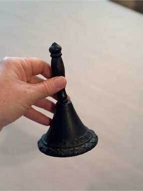 Vintage Cast Iron Hand Bell - Black